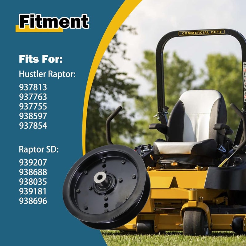 Xiaoyudou Lawn Mower Flat Idler Pulley Compatible with Hustler Raptor 52", Raptor Flip-Up, Raptor SD 48" 54" 60" Replaces 604231 126124 280-811 - Image 4